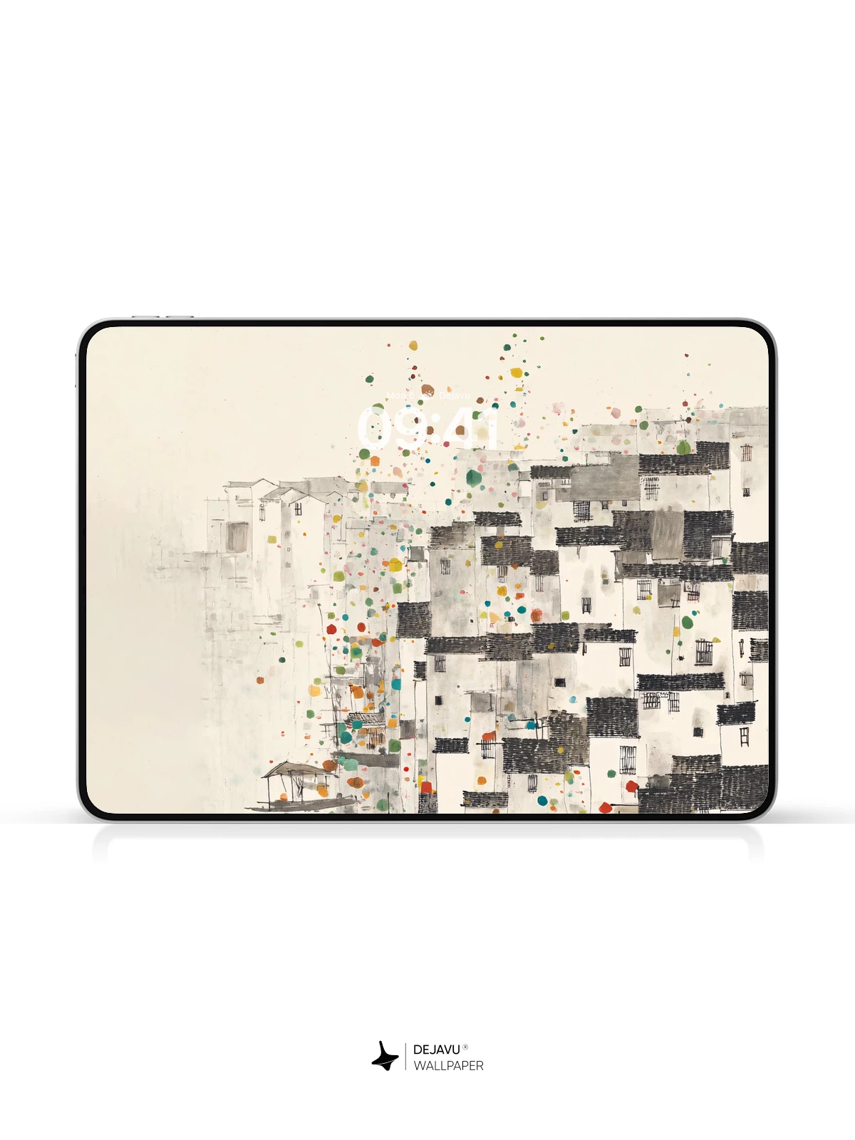 Wu Guanzhong Style Abstract Ink Village 8K Wallpaper