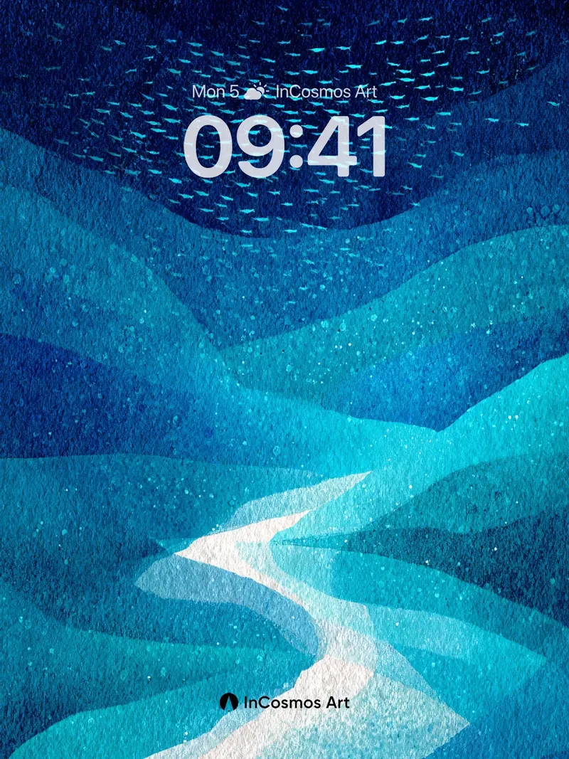 Serene Blue Depths Wallpaper with Shimmering Currents