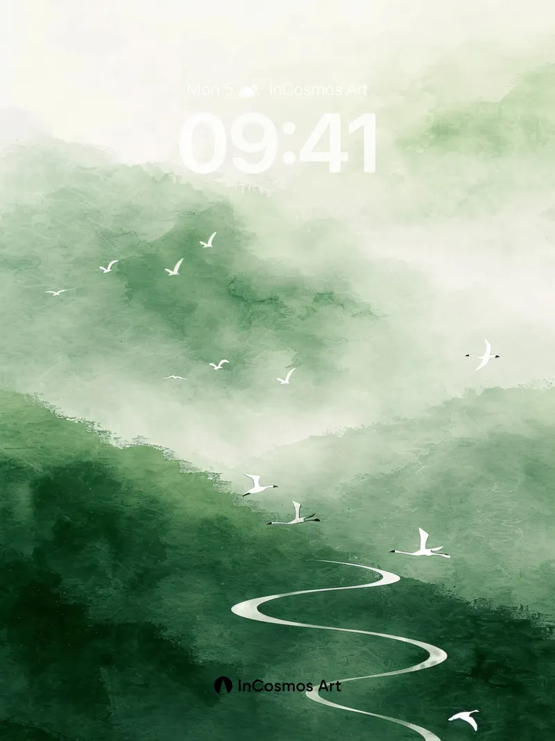 Mist and Mountain Wallpaper with Winding River
