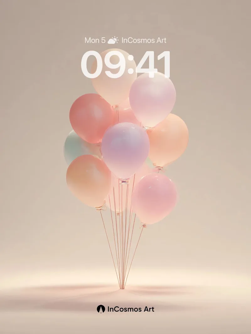 Soft Hush Balloon Wallpaper with Ethereal Light
