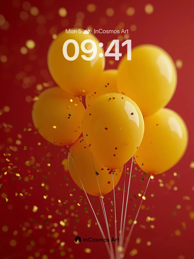 Golden Float Wallpaper with Confetti Drift