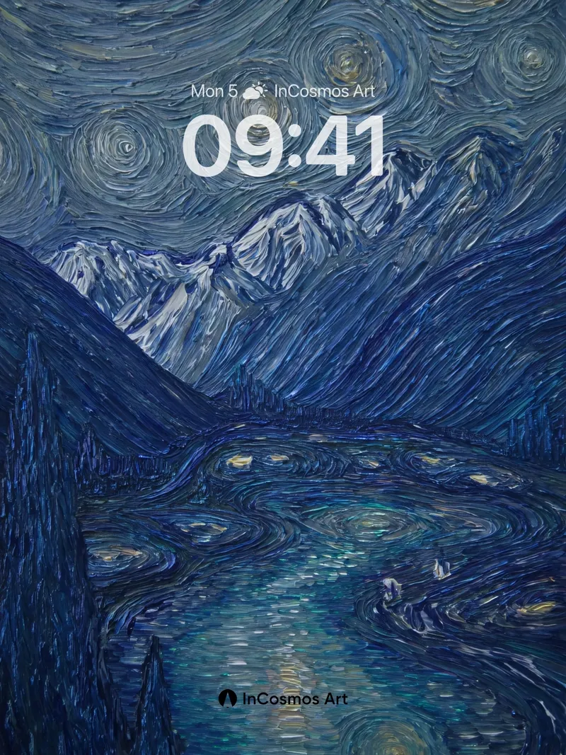 Midnight Oil Swirls Wallpaper with Starlight Echoes