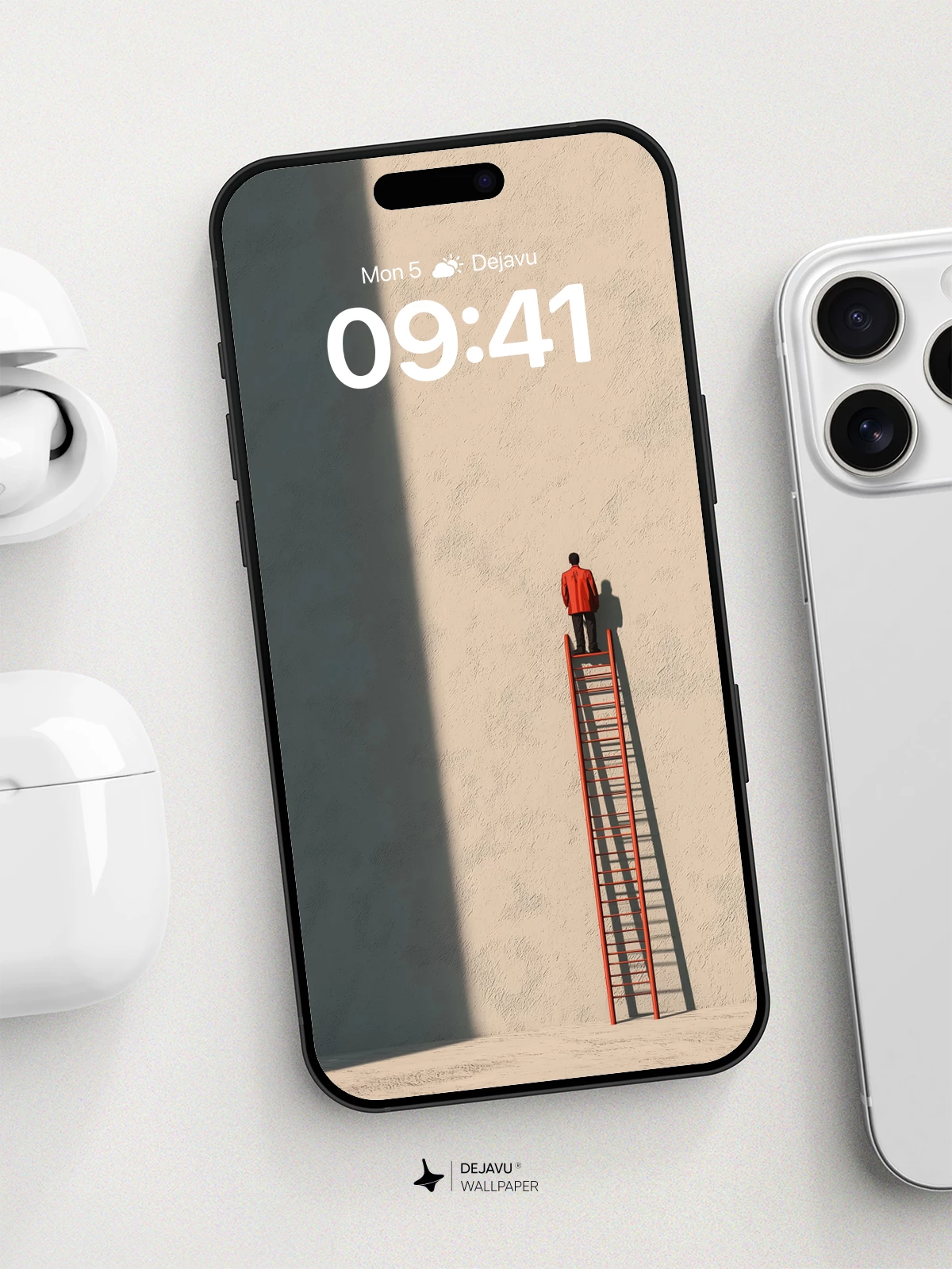 Minimalist Ladder and Shadow 8K Wallpaper