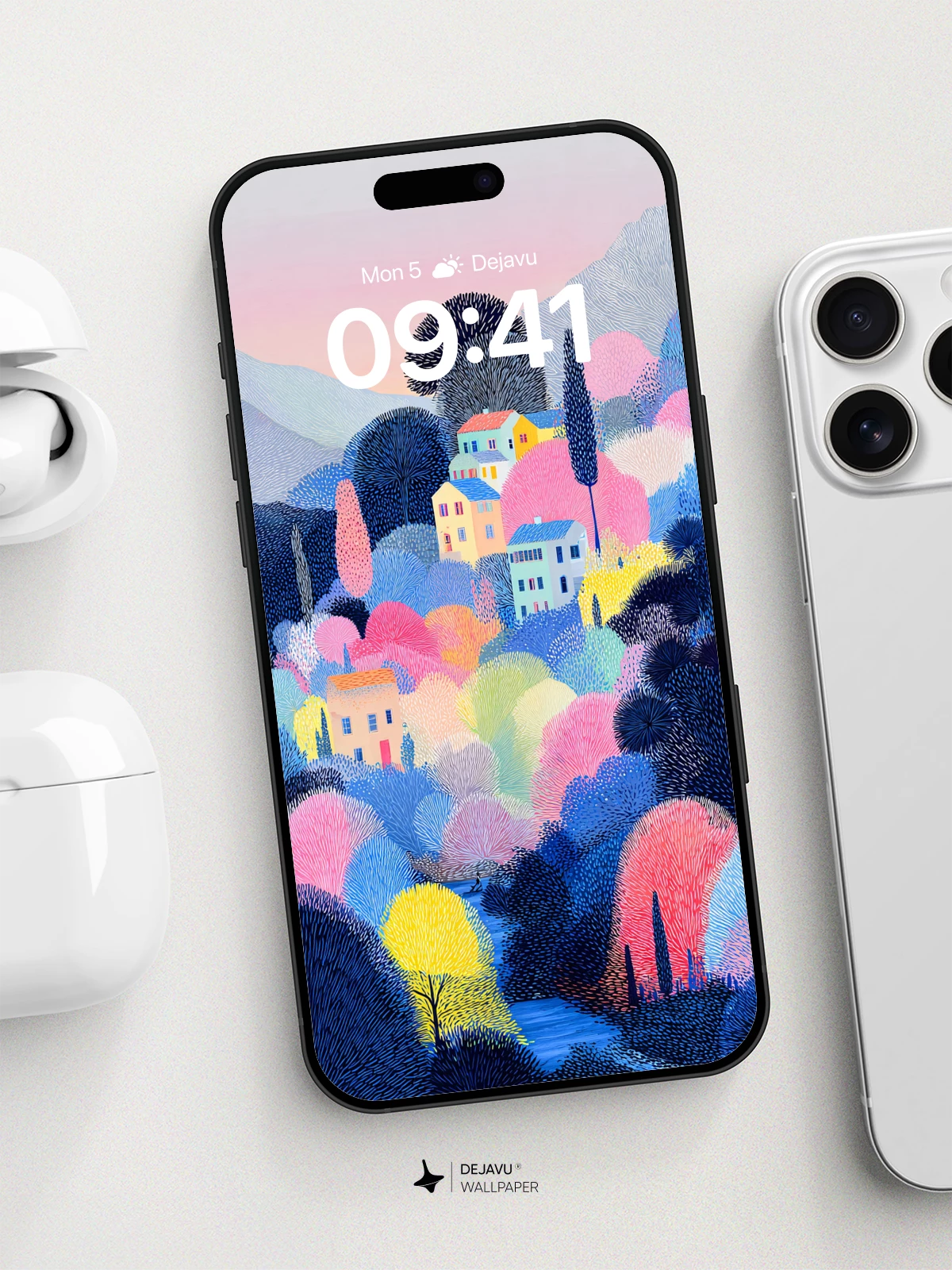 Whimsical Forest Village 8K Wallpaper for Phone and Tablet