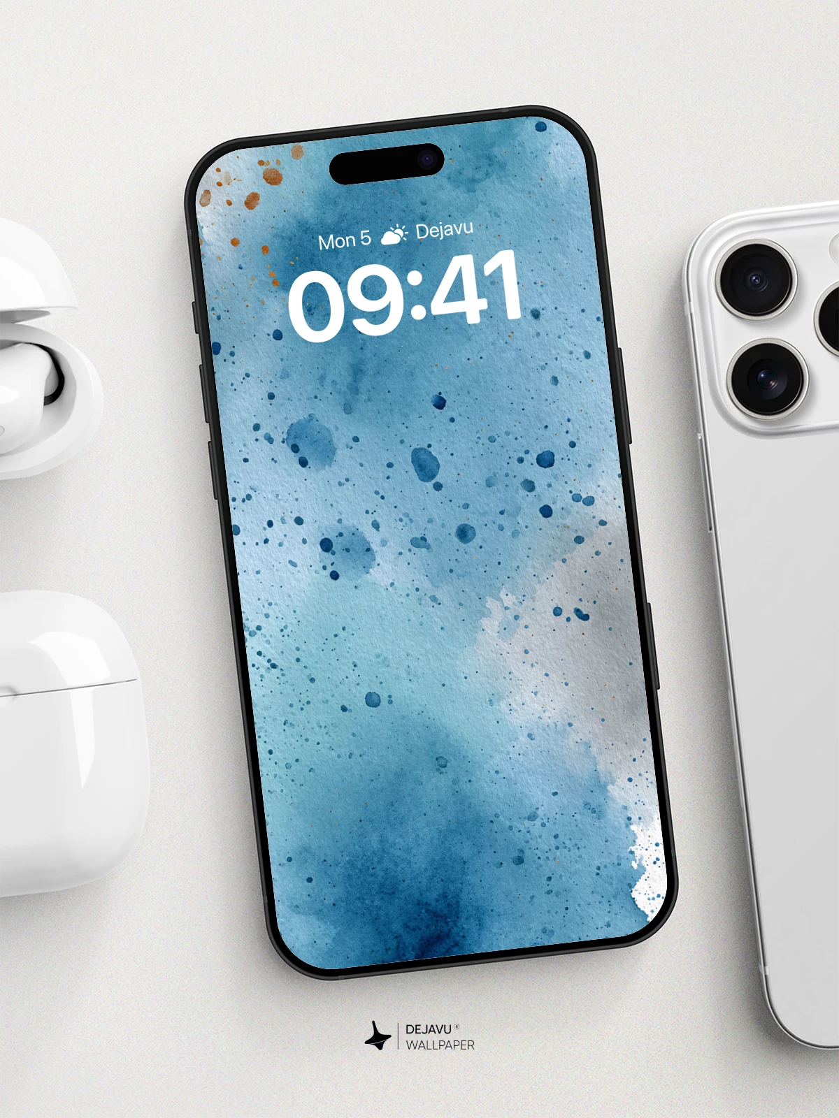 Watercolor Blue Splash Wallpaper 8K
