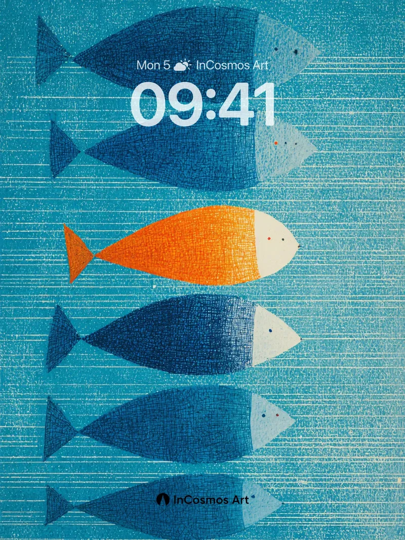 Serenity Swim Wallpaper with One Orange Rebel