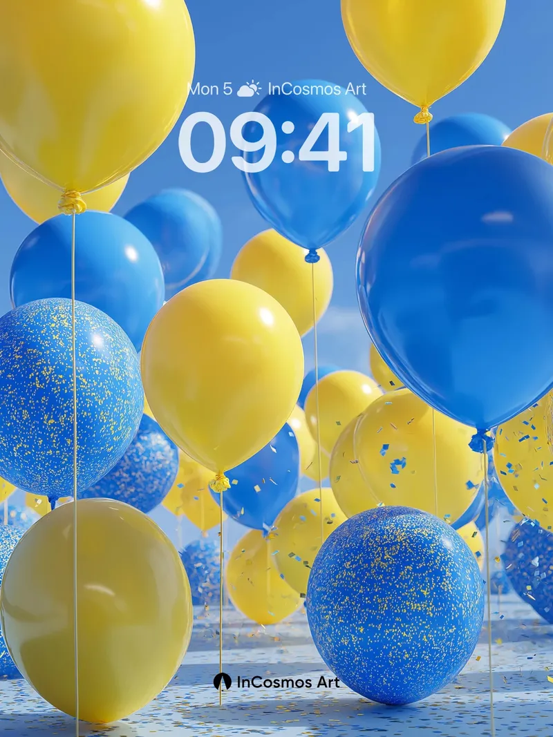 Playful Sky Burst Wallpaper with Confetti Drift
