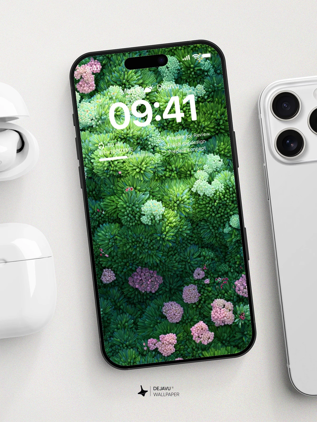 Lush Green and Pink Floral 8K Wallpaper