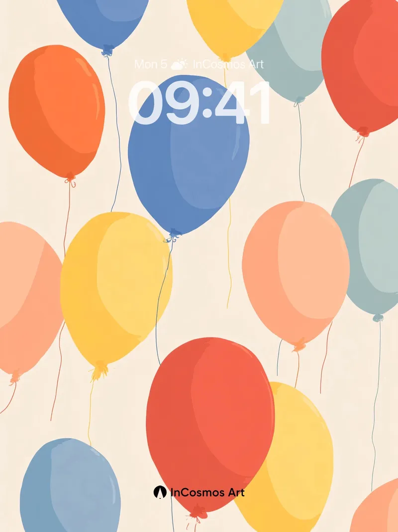 Playful Float Wallpaper with Colorful Balloons