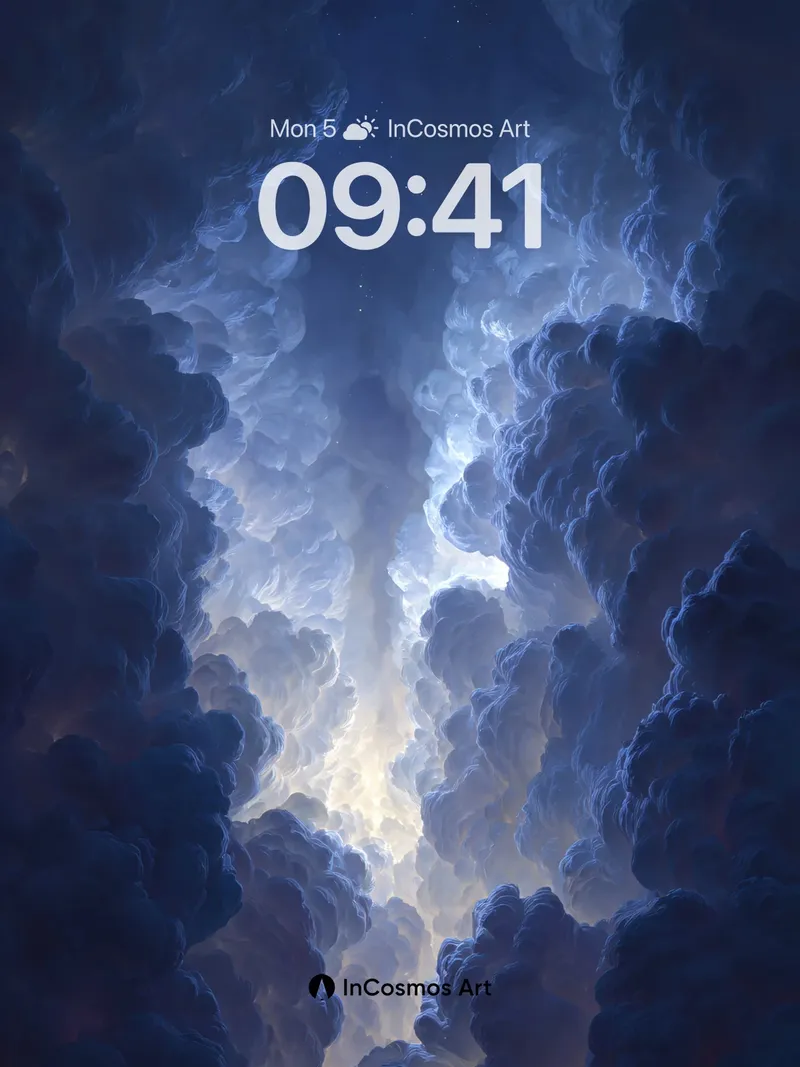 Deep Blue Cloud Tunnel Wallpaper with Light Break
