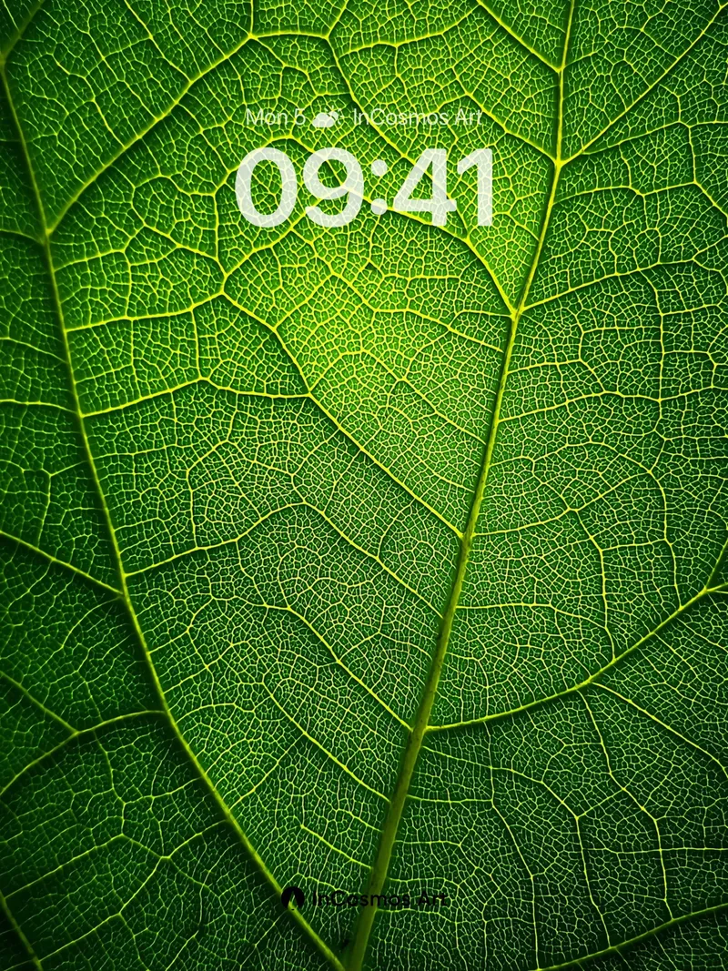 Luminous Vein Wallpaper with Living Green Texture