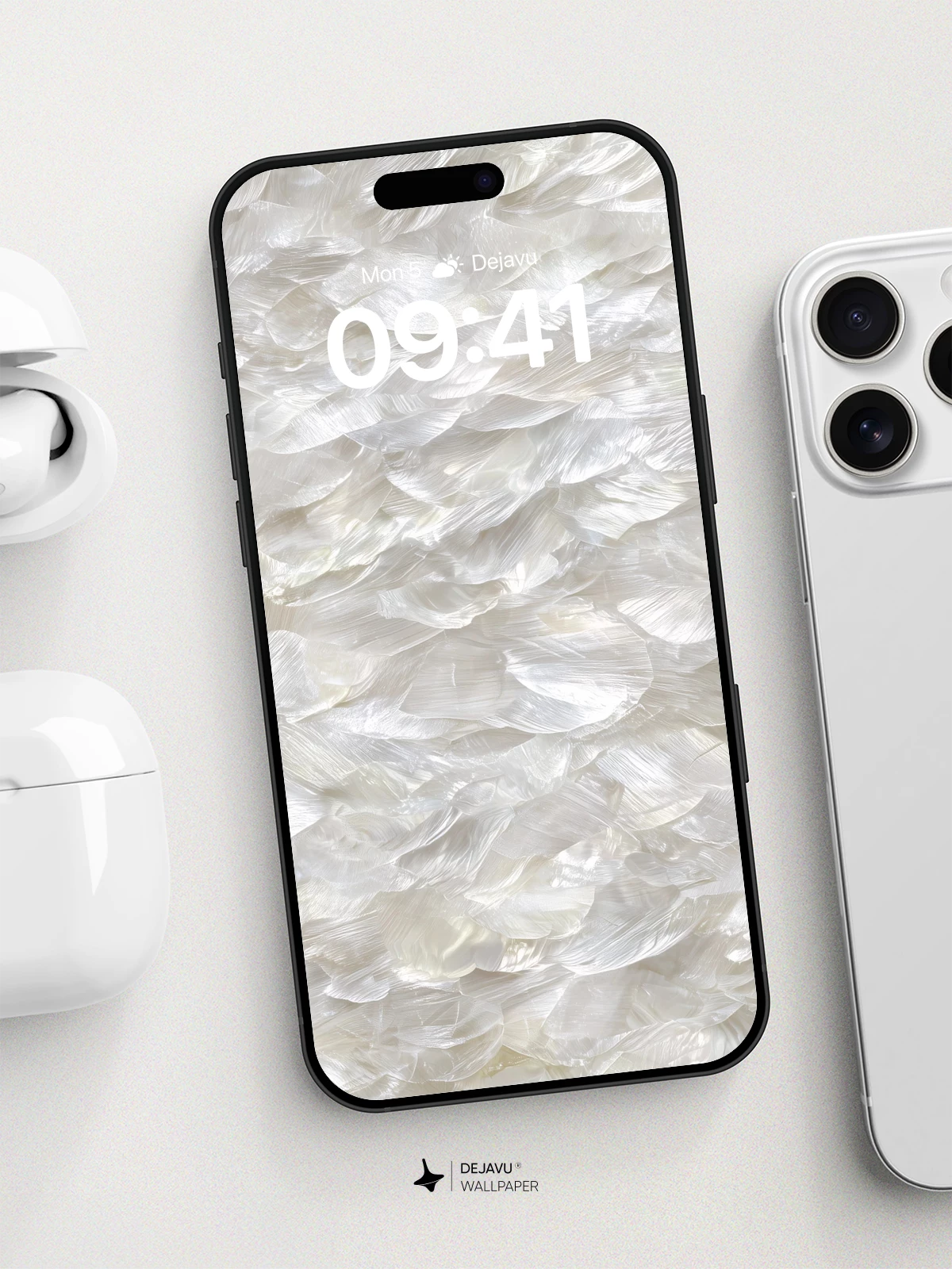 White Pearl Shell Texture Wallpaper 8K