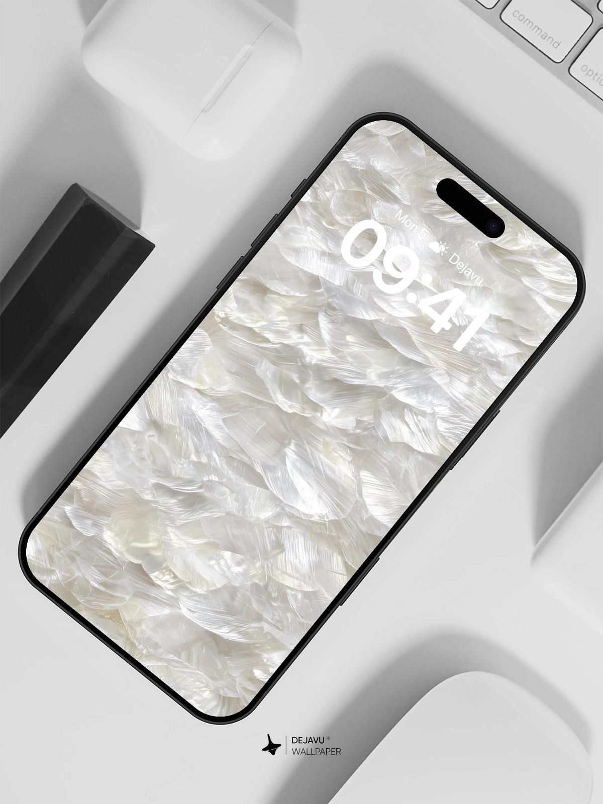 White Pearl Shell Texture Wallpaper 8K