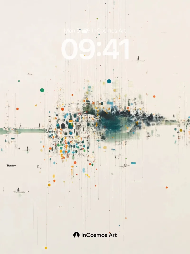 Floating Color Burst Wallpaper with Ethereal Reflections