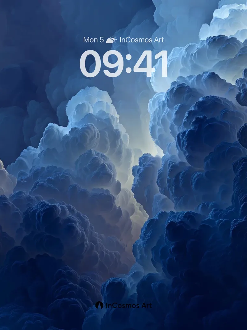 Midnight Cloud Drift Wallpaper in Deep Blue