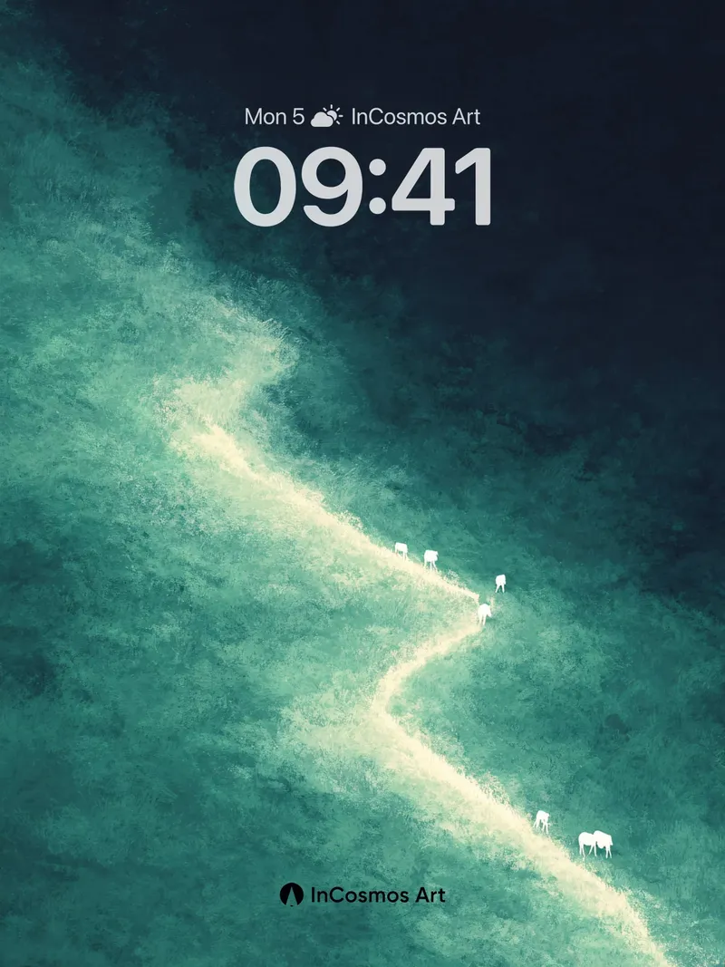 Serene Meadow Path Wallpaper with Grazing Sheep