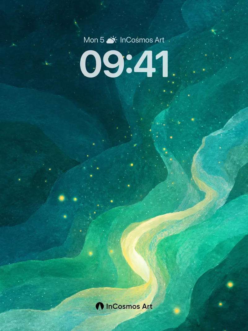 Ethereal River Wallpaper with Luminous Flow