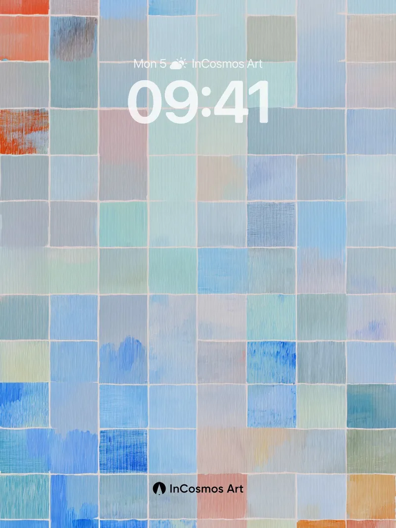 Soft Grid Harmony Wallpaper in Pastel Hues