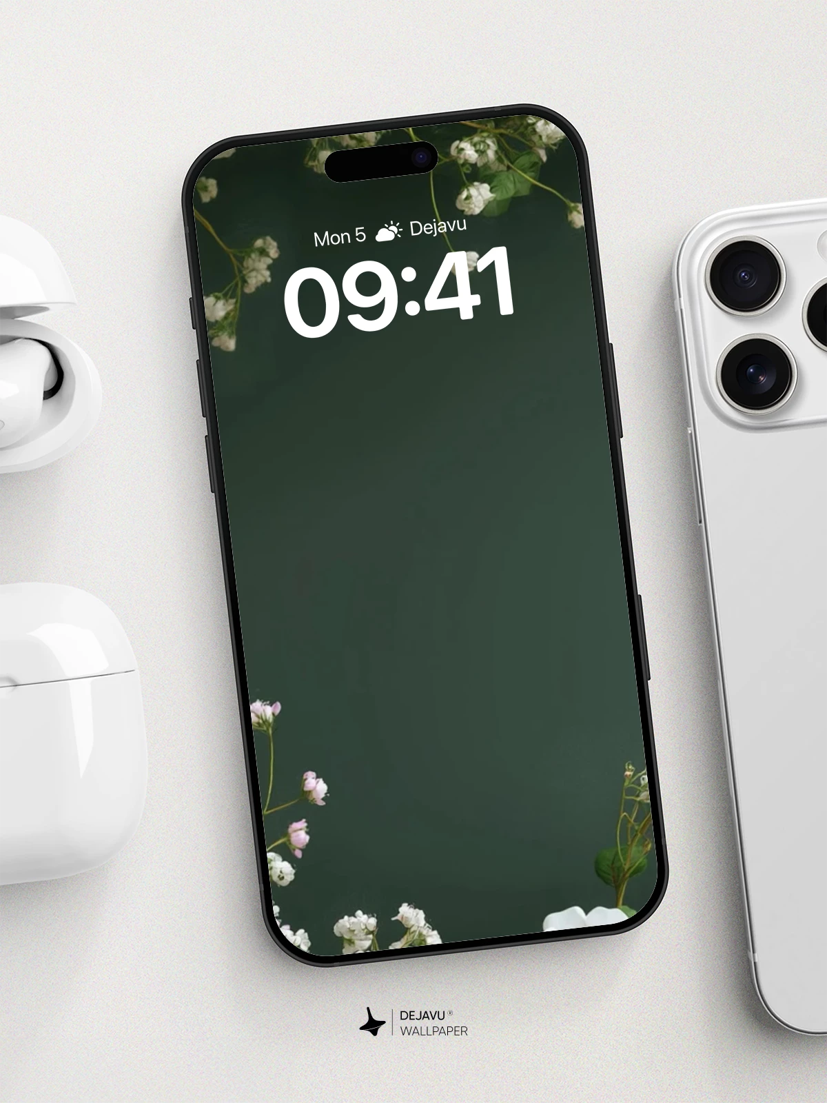White Roses and Baby's Breath Wallpaper 8K