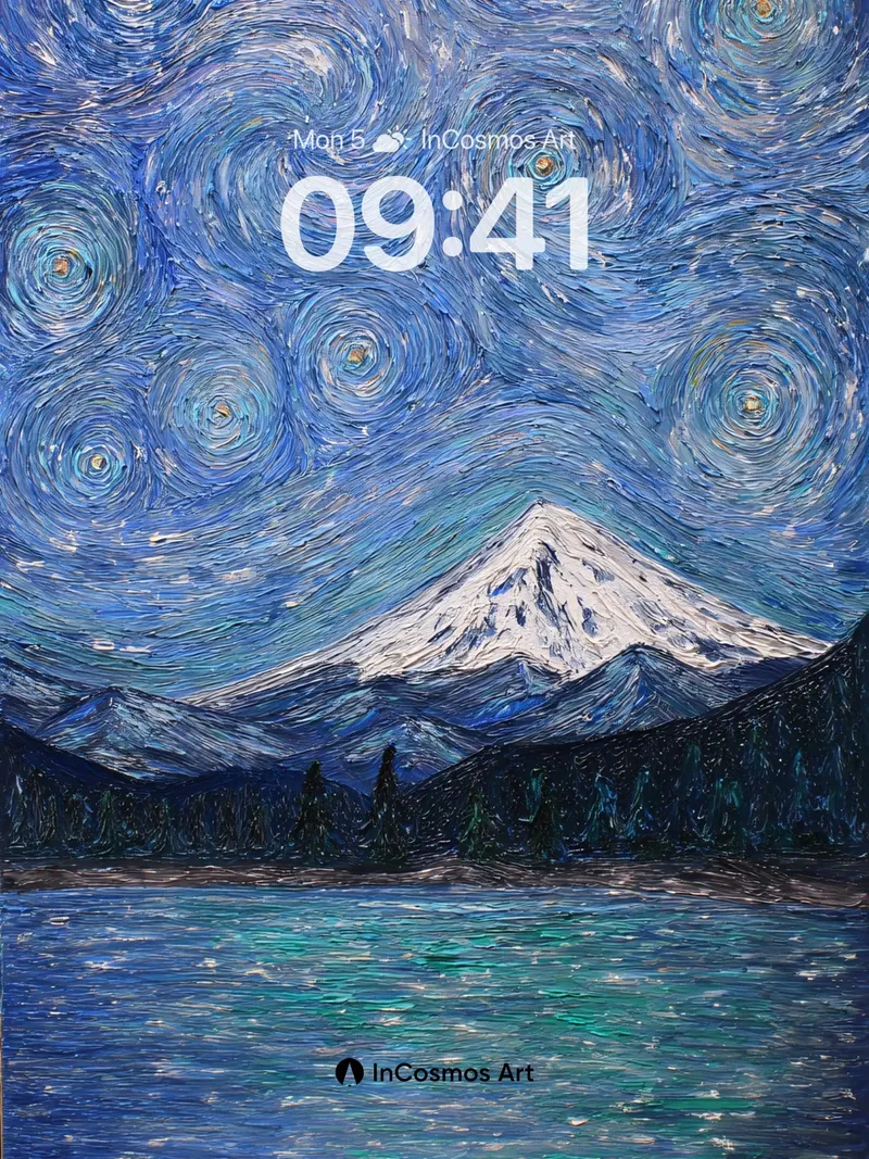 Starry Night Mountain Lake Wallpaper