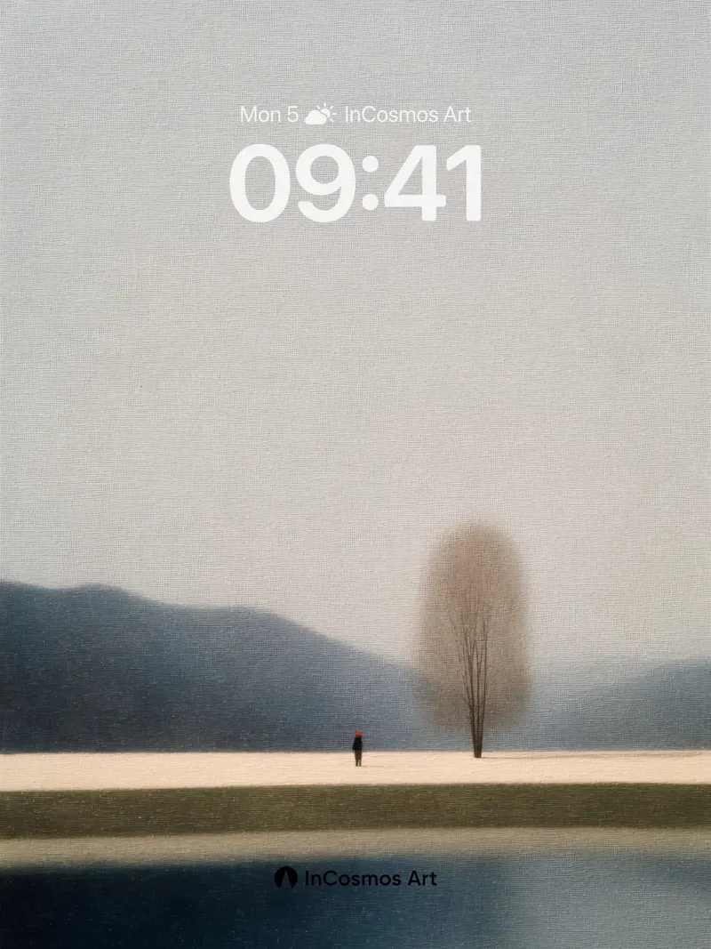 Serene Horizon Wallpaper with Solitary Tree