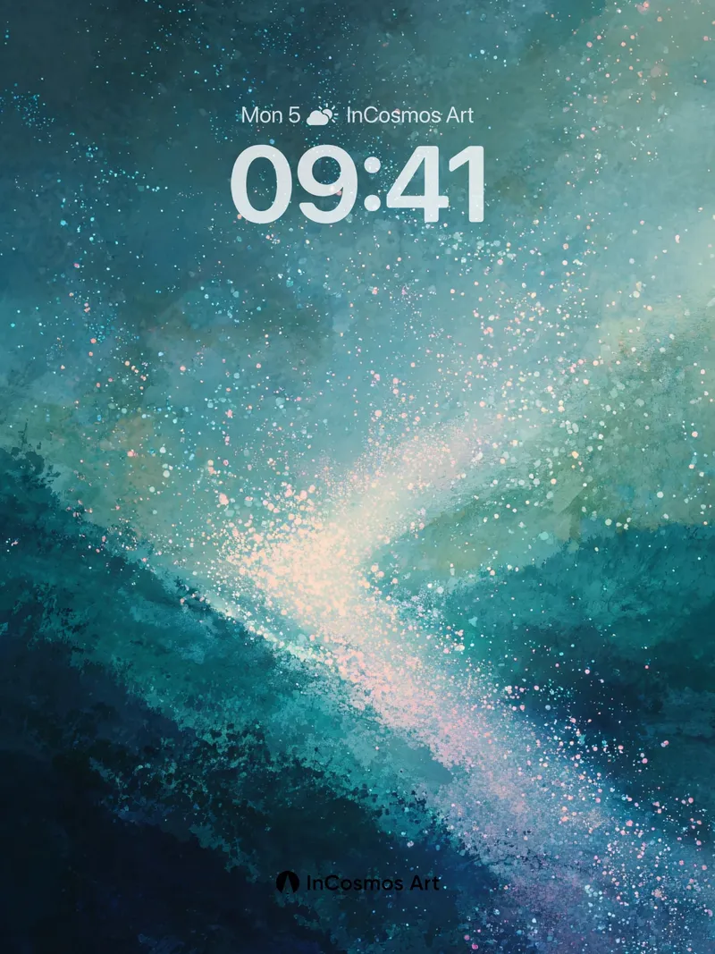 Deep Sea Starlight Background in Teal Mist
