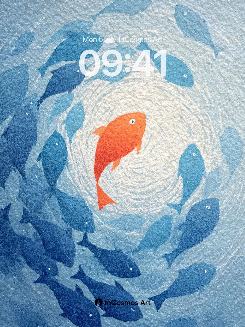 Serenity Spiral Wallpaper with Orange Solitude