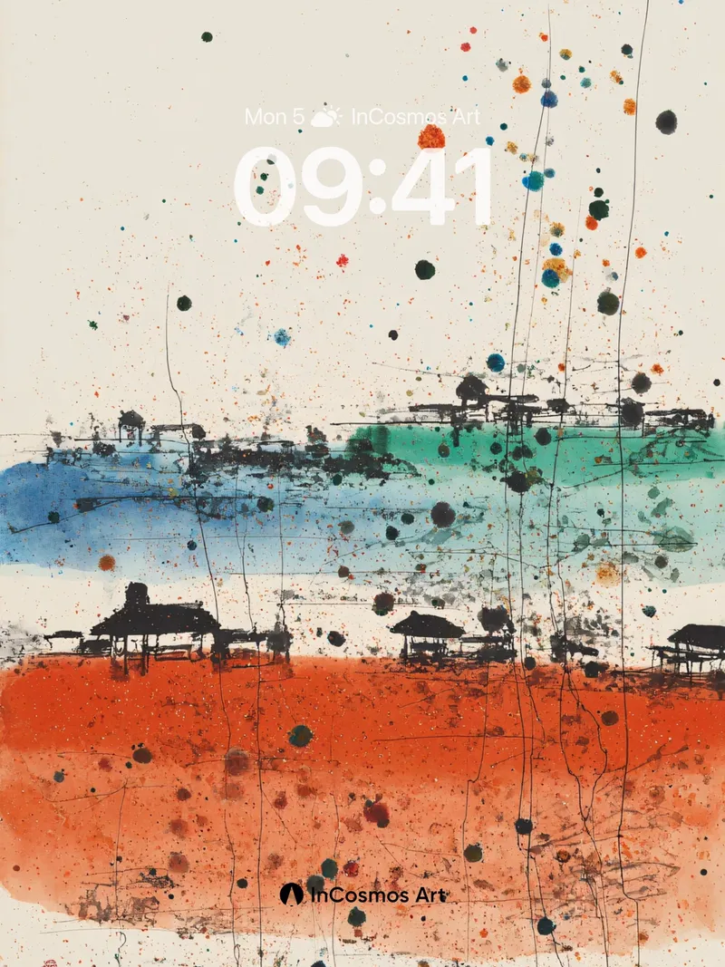 Serene Splash Abstract Wallpaper with Vibrant Accents