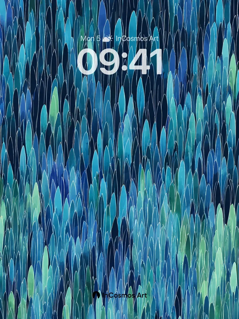 Teal Feathered Gradient Wallpaper with Depth