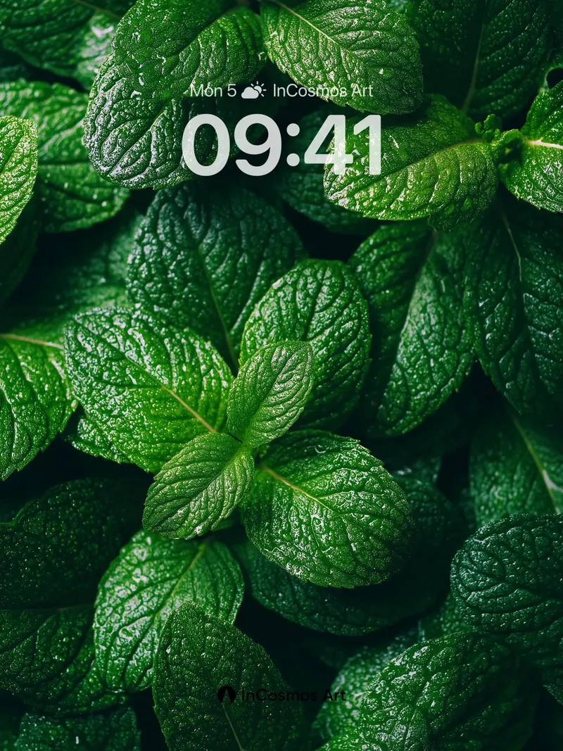 Whispering Mint Wallpaper with Dew-Kissed Veins