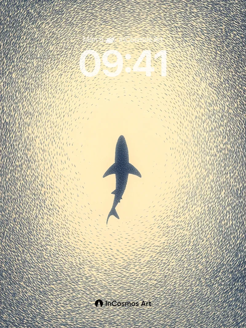 Spiral Abyss Wallpaper with Solitary Shark