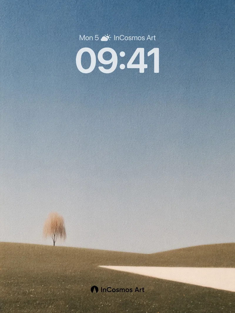 Solitary Tree Wallpaper in Soft Gradient