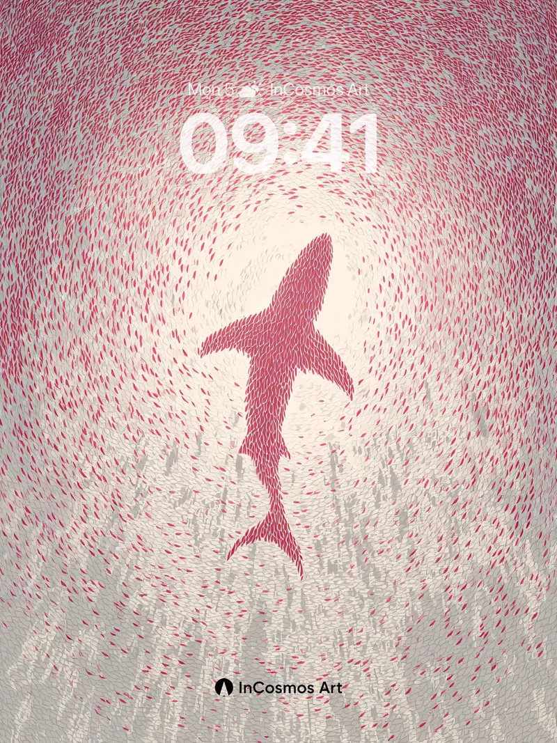 Suspended Red Shark Wallpaper in Textured Haze
