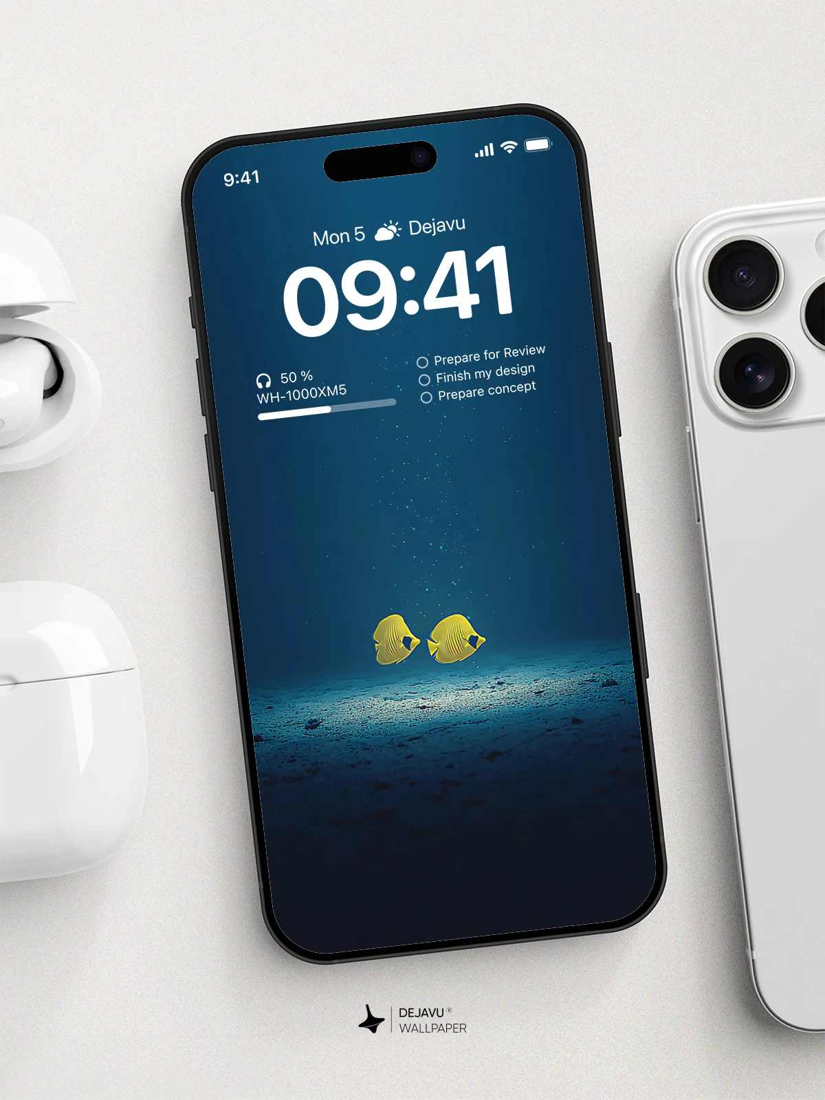 Yellow Fish in Deep Blue Ocean 8K Wallpaper