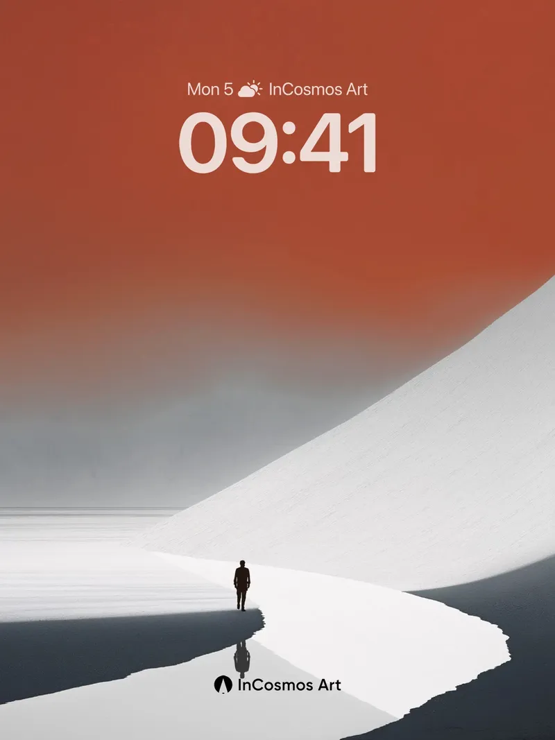 Solitary Horizon Wallpaper with Crimson Sky