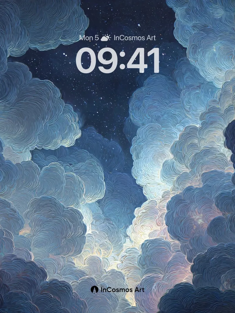 Midnight Cloud Drift Wallpaper in Soft Haze