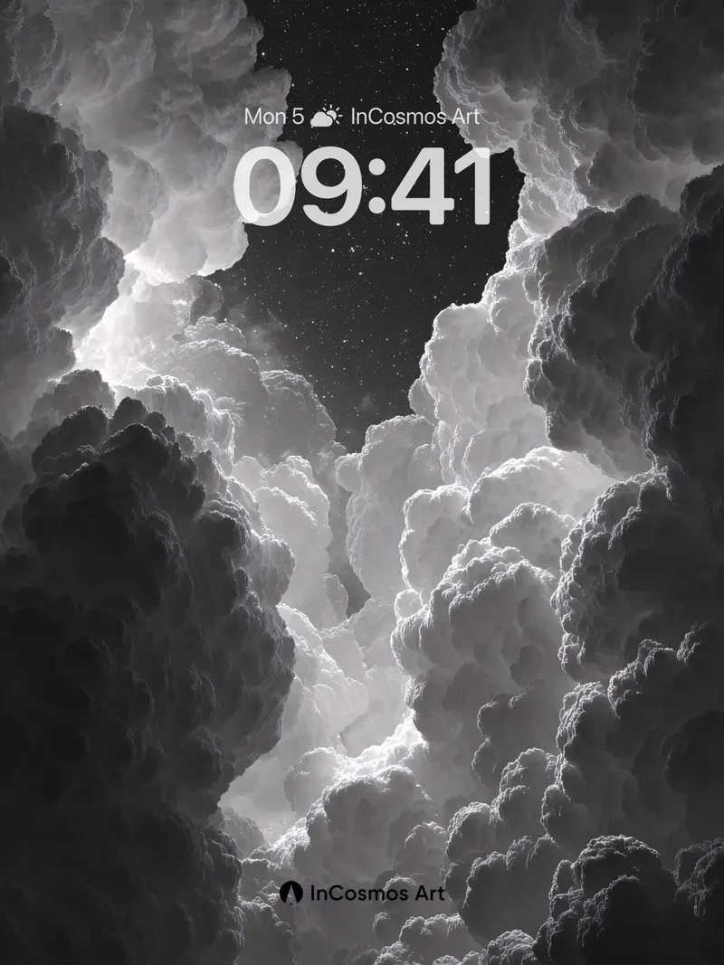 Monochrome Storm Wallpaper with Starry Break