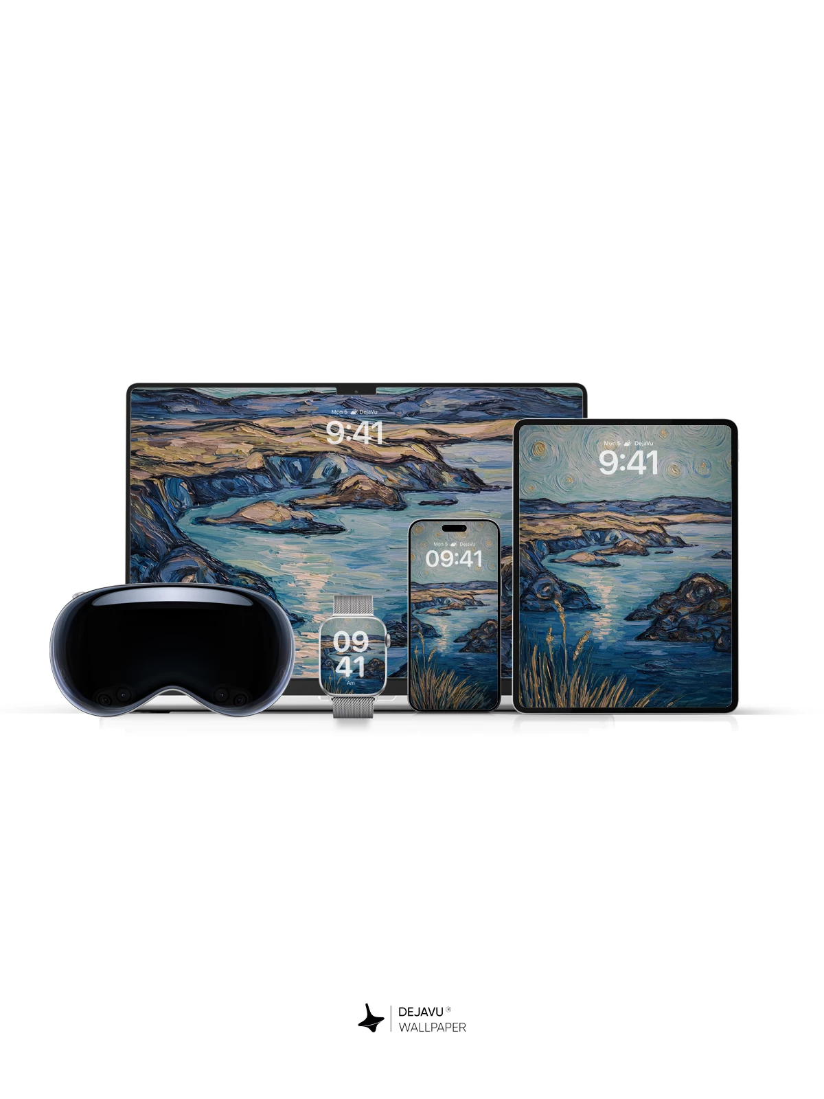 Van Gogh Style Starry Night Landscape Wallpaper 8K