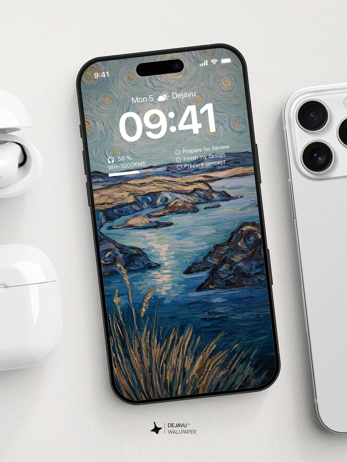 Van Gogh Style Starry Night Landscape Wallpaper 8K
