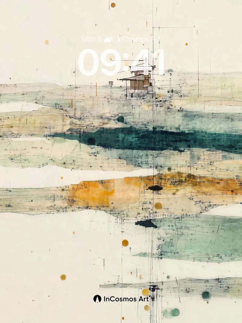 Serene Abstract Landscape Wallpaper with Textured Layers
