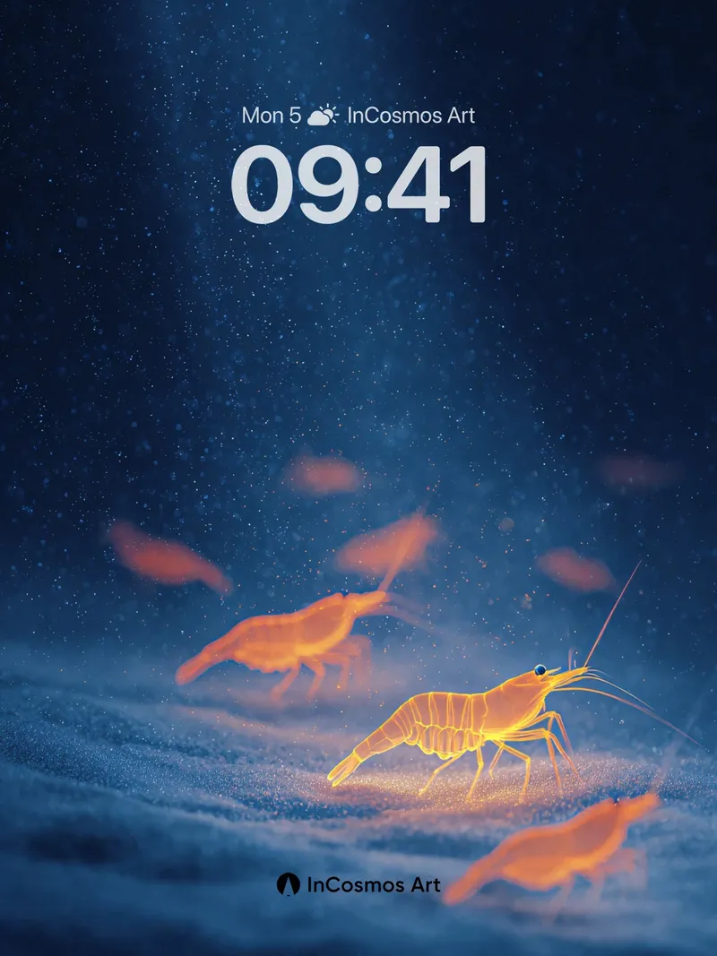 Luminous Abyss Wallpaper with Amber Crustaceans