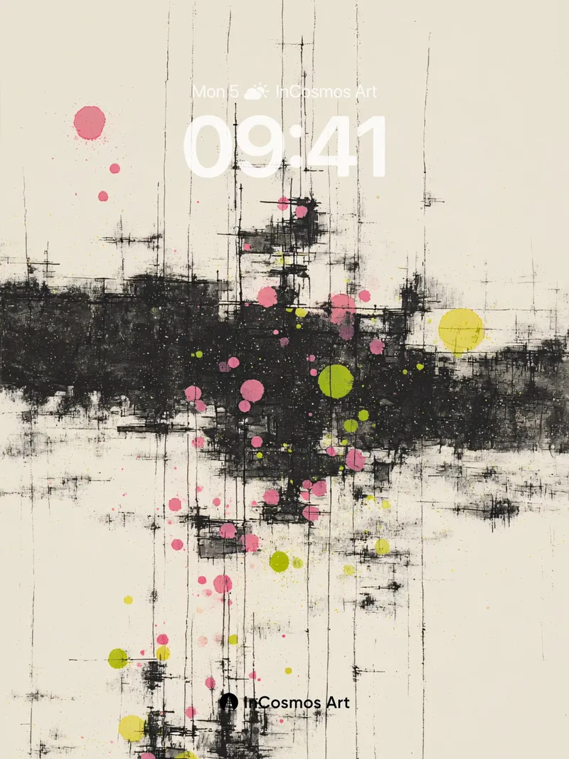 Quiet Rainfall Wallpaper with Splattered Ink