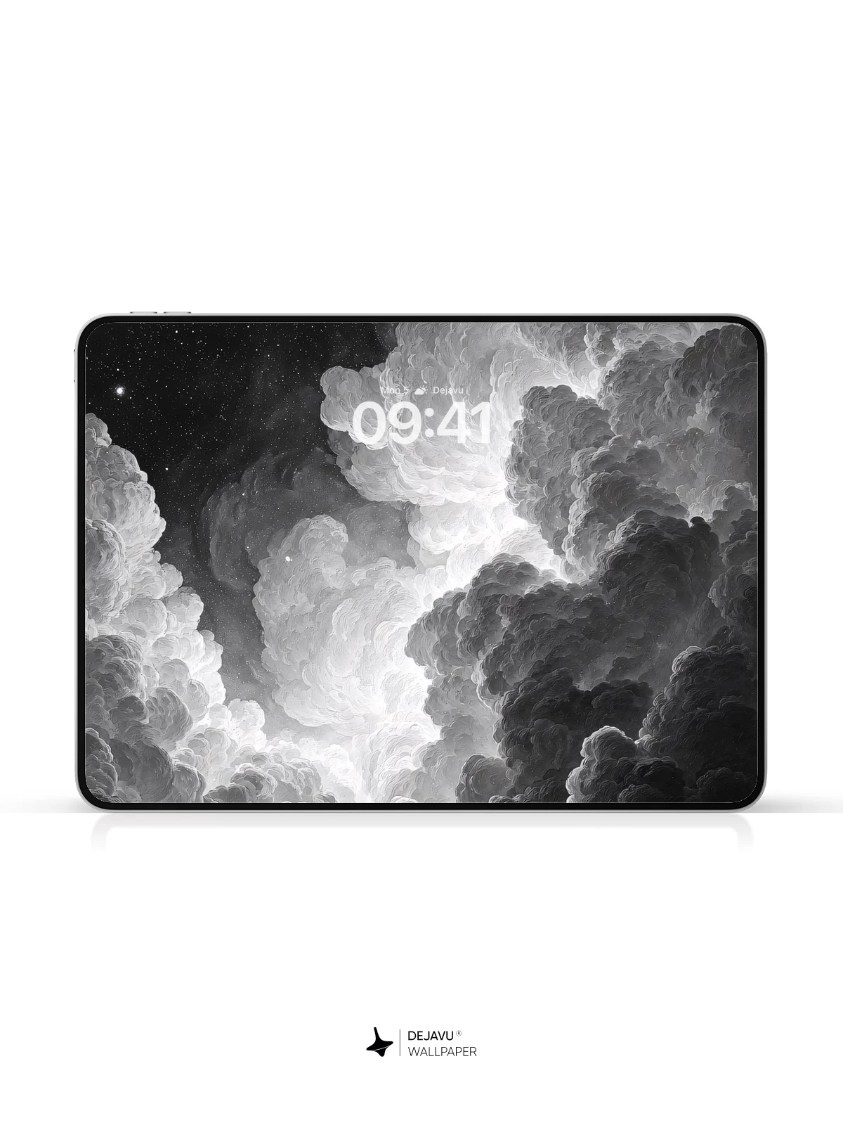 Monochrome Clouds and Stars Wallpaper 8K