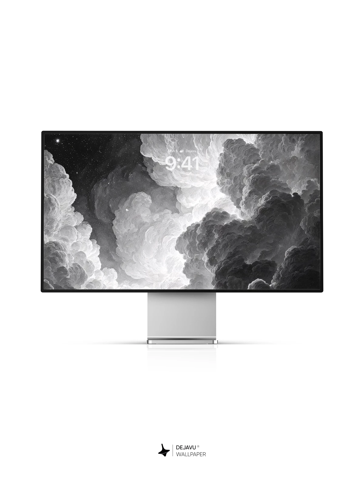 Monochrome Clouds and Stars Wallpaper 8K