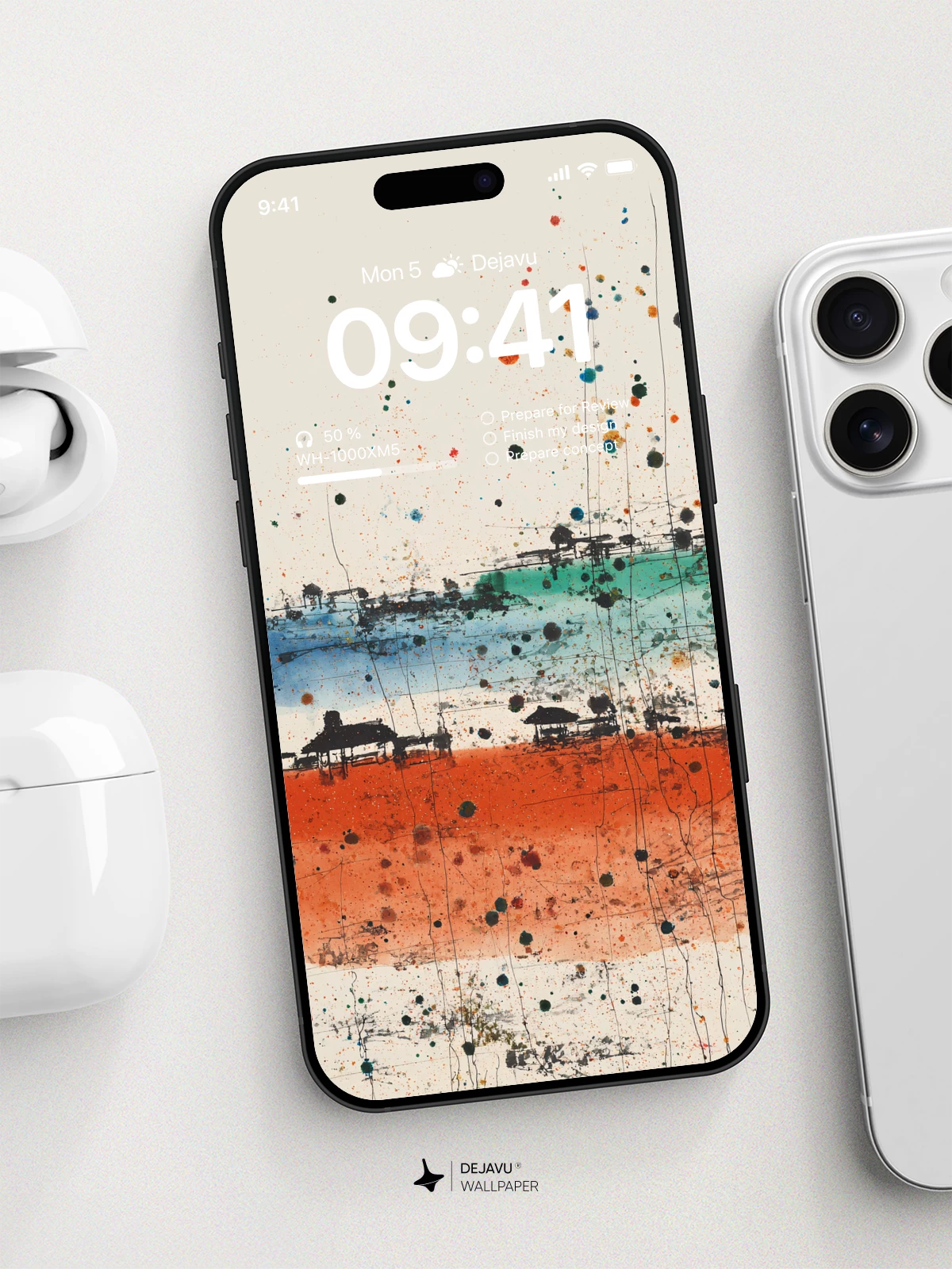 Wu Guanzhong Style Abstract Landscape Wallpaper 8K