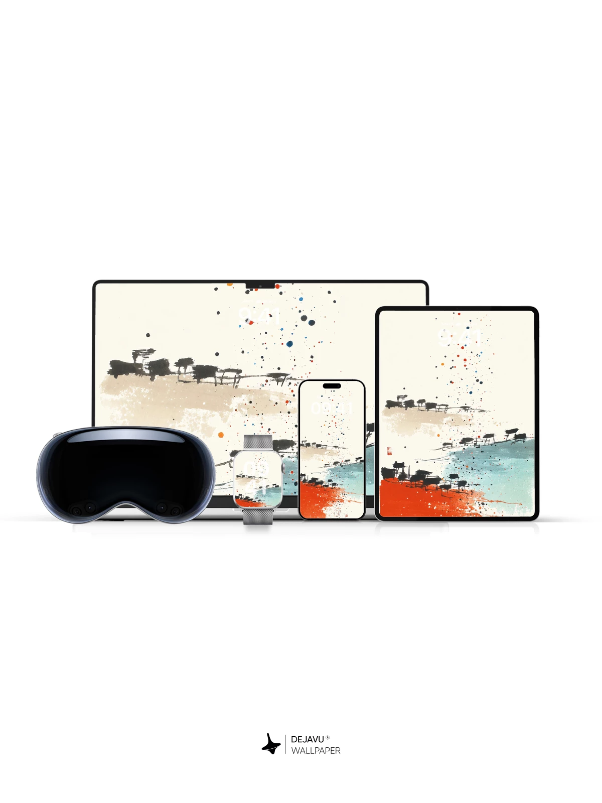 Wu Guanzhong Style Abstract Landscape Wallpaper 8K