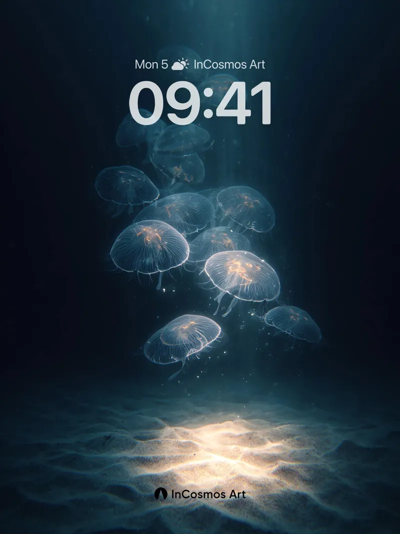 Luminous Jellyfish Ballet Wallpaper in Deep Blue