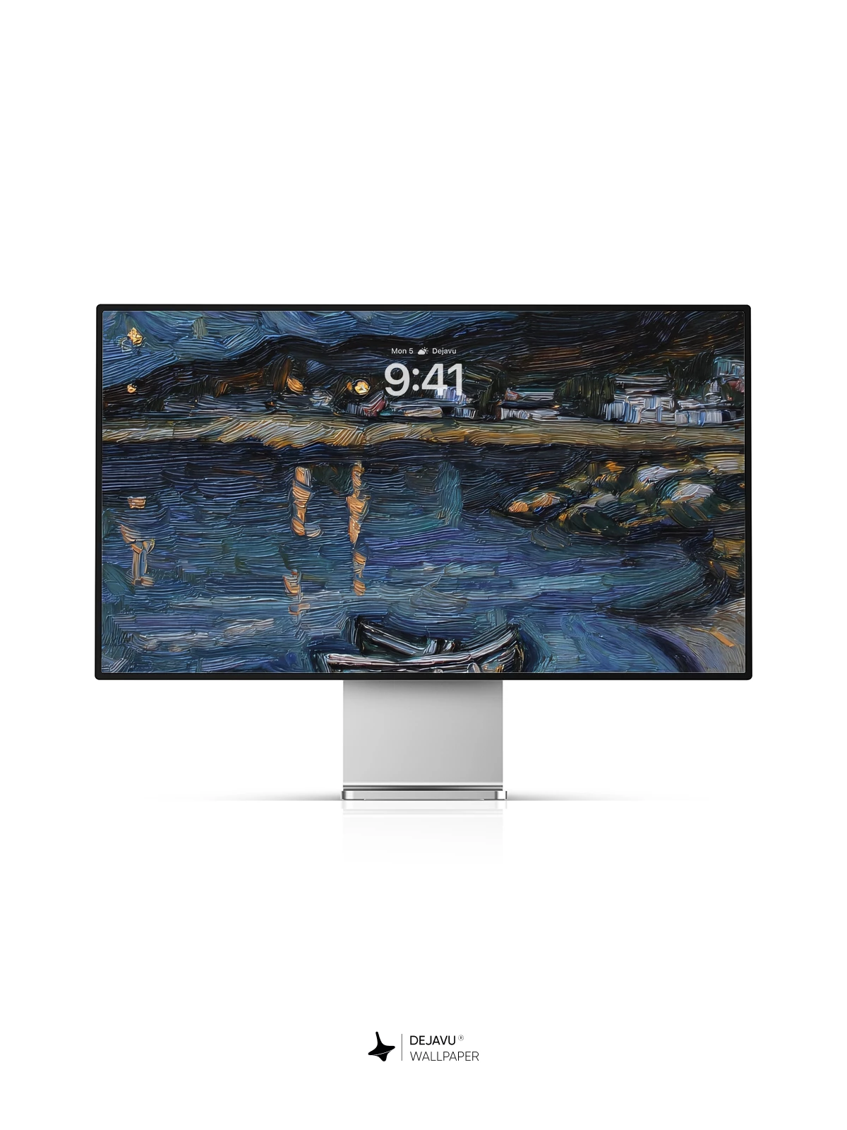 Van Gogh Starry Night Style Boats 8K Wallpaper
