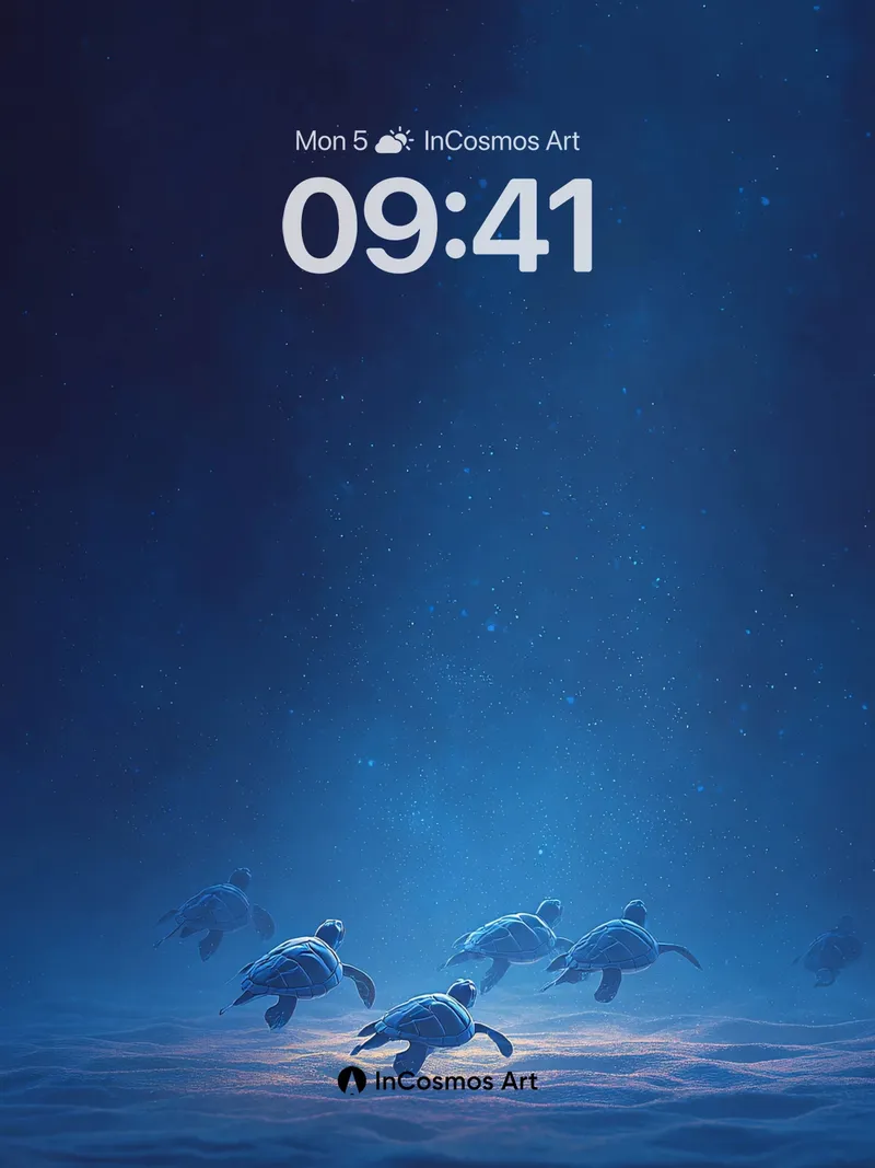 Serene Blue Depths Wallpaper with Graceful Turtles