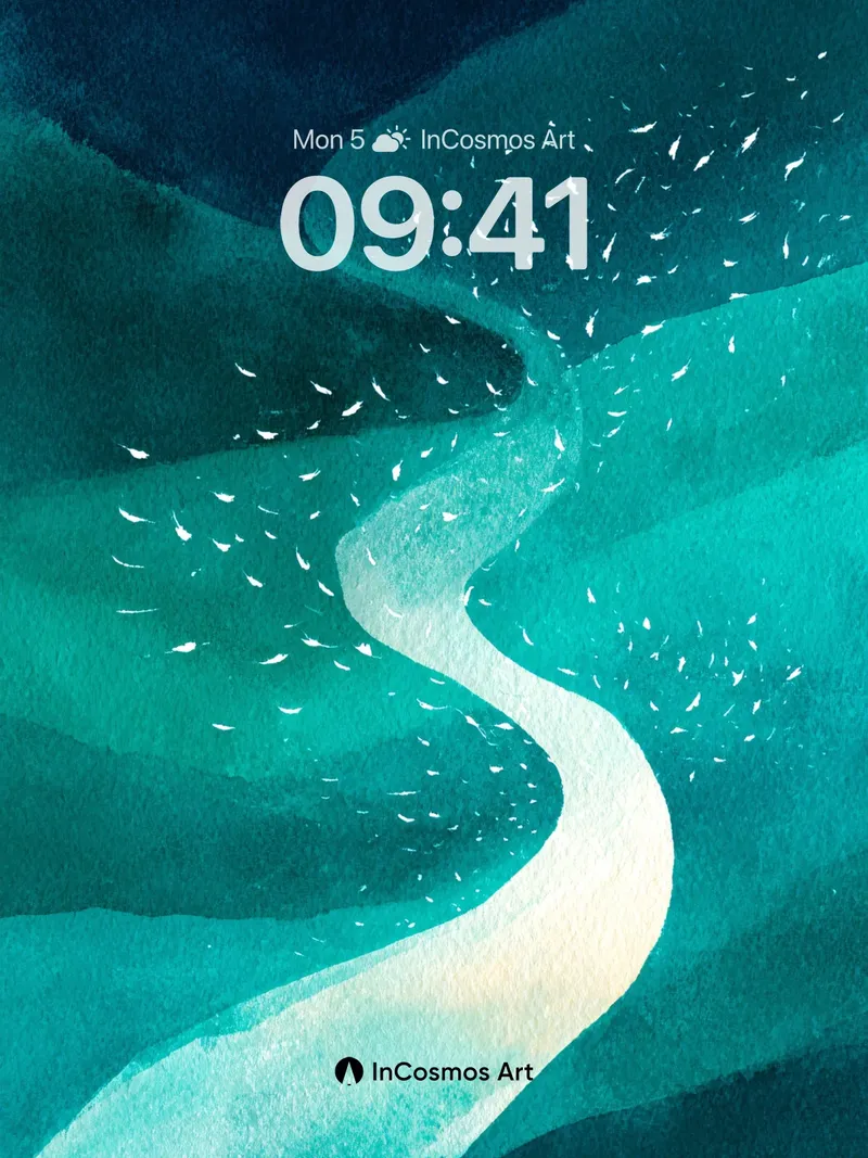 Serene Teal Waves Wallpaper with Whispering Currents